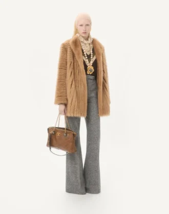 Pantalon en tissu natté boutonné