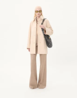 Pantalon en tissu natté boutonné