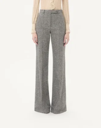 Pantalon en tissu natté boutonné