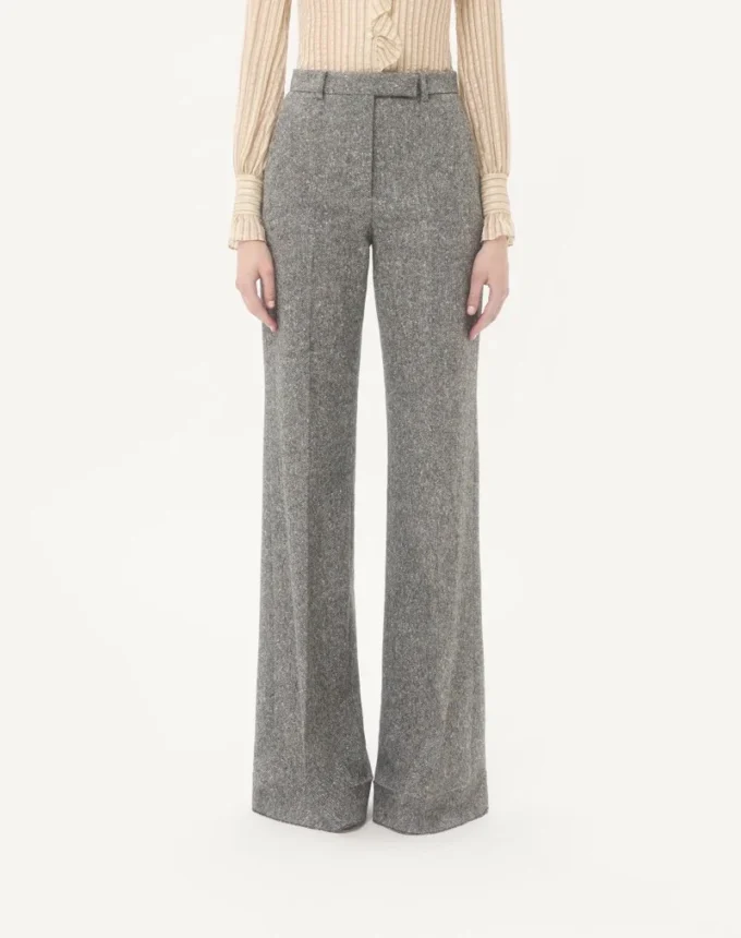Pantalon en tissu natté boutonné Pantalon en tissu natté boutonné