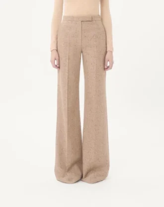 Pantalon en tissu natté boutonné