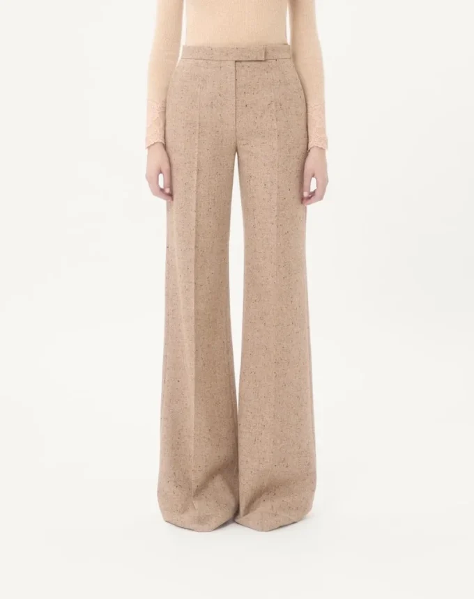 Pantalon en tissu natté boutonné Pantalon en tissu natté boutonné