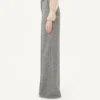Pantalon en tissu natté boutonné Pantalon en tissu natté boutonné