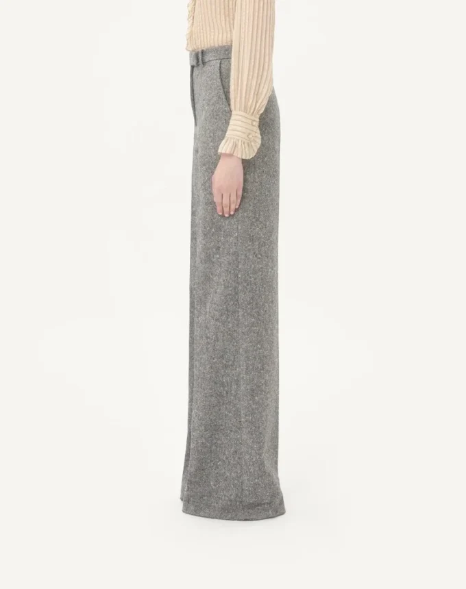 Pantalon en tissu natté boutonné Pantalon en tissu natté boutonné