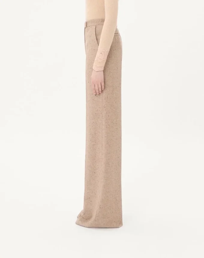 Pantalon en tissu natté boutonné Pantalon en tissu natté boutonné