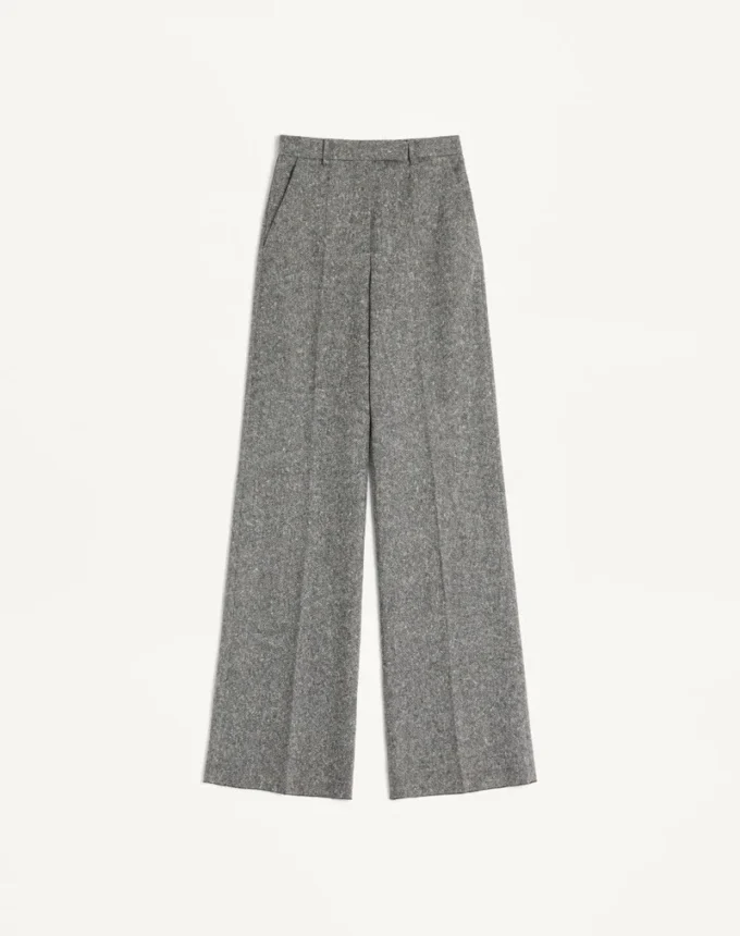 Pantalon en tissu natté boutonné Pantalon en tissu natté boutonné