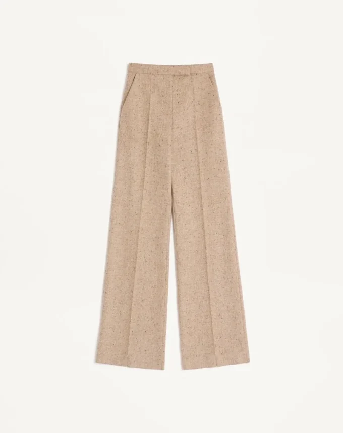 Pantalon en tissu natté boutonné Pantalon en tissu natté boutonné