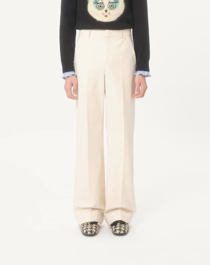 Pantalon en toile de coton à revers Pantalon en toile de coton à revers