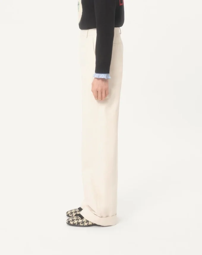 Pantalon en toile de coton à revers Pantalon en toile de coton à revers