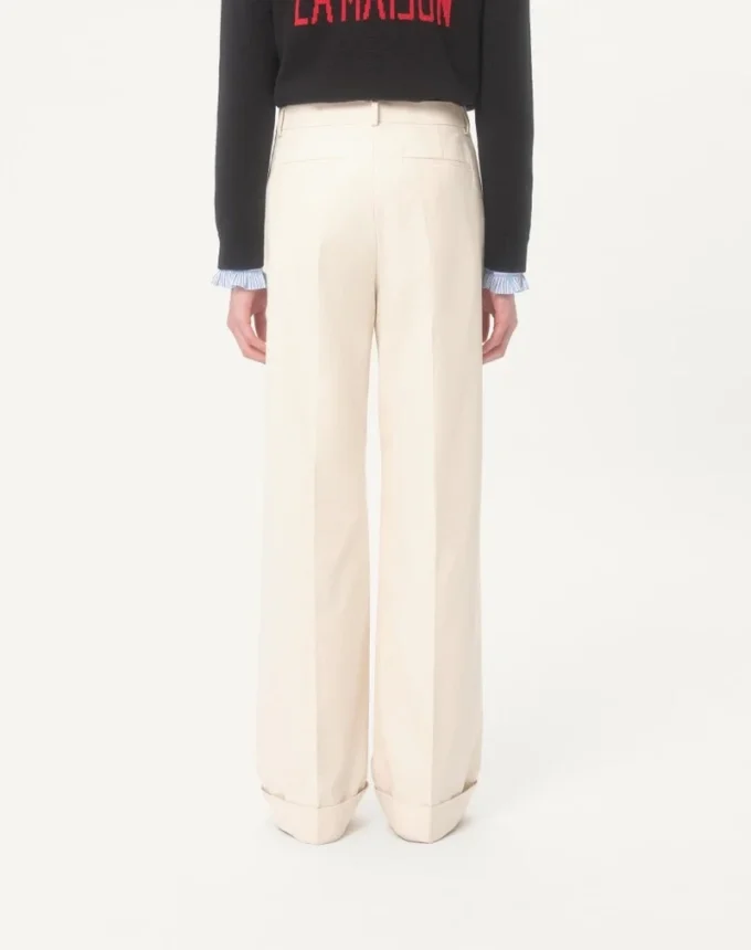 Pantalon en toile de coton à revers Pantalon en toile de coton à revers