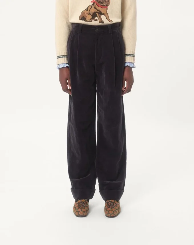 Pantalon en velours de coton et lin délavé Pantalon en velours de coton et lin délavé