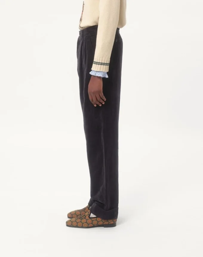 Pantalon en velours de coton et lin délavé Pantalon en velours de coton et lin délavé