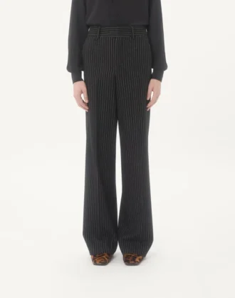 Pantalon à fines rayures en laine et soie Valentino
