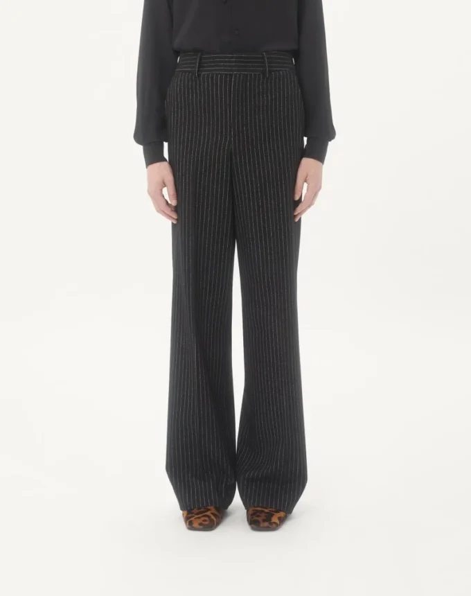 Pantalon à fines rayures en laine et soie Valentino Pantalon à fines rayures en laine et soie Valentino
