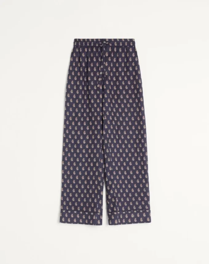 Pantalon léger en lin à revers avec imprimé Voyage Imaginaire Pantalon léger en lin à revers avec imprimé Voyage Imaginaire