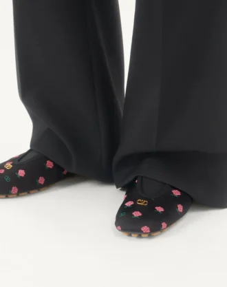 Pantoufles Rhytmika en tissu jacquard rose