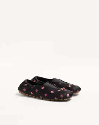 Pantoufles Rhytmika en tissu jacquard rose