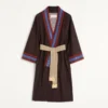Peignoir en flanelle de laine avec ceinture jacquard Peignoir en flanelle de laine avec ceinture jacquard