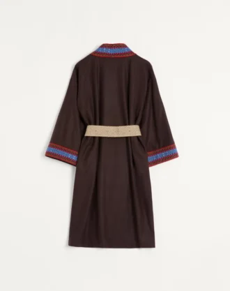 Peignoir en flanelle de laine avec ceinture jacquard