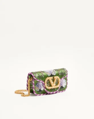 Petit sac à bandoulière brodé Valentino Garavani Locò avec logo bijou