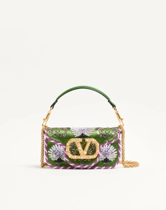 Petit sac à bandoulière brodé Valentino Garavani Locò avec logo bijou Petit sac à bandoulière brodé Valentino Garavani Locò avec logo bijou