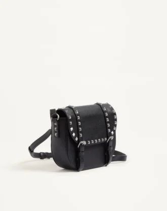 Petit sac à bandoulière Rockstud en cuir de veau grainé