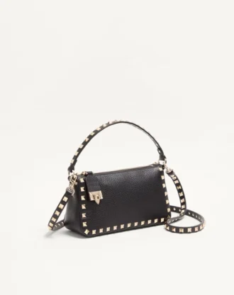 Petit sac à bandoulière Rockstud en cuir de veau grainé