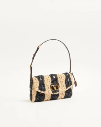 Petit sac à bandoulière Valentino Garavani DeVain en raphia avec motif ondulé