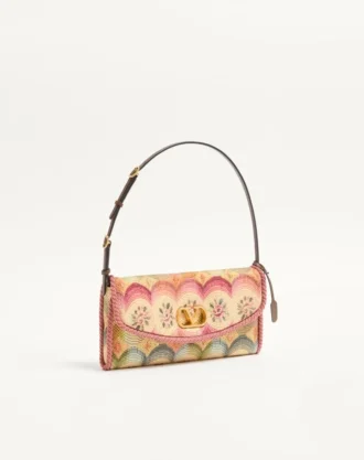 Petit sac à bandoulière Valentino Garavani DeVain en tissu jacquard Apres L&rsquo;Hiver