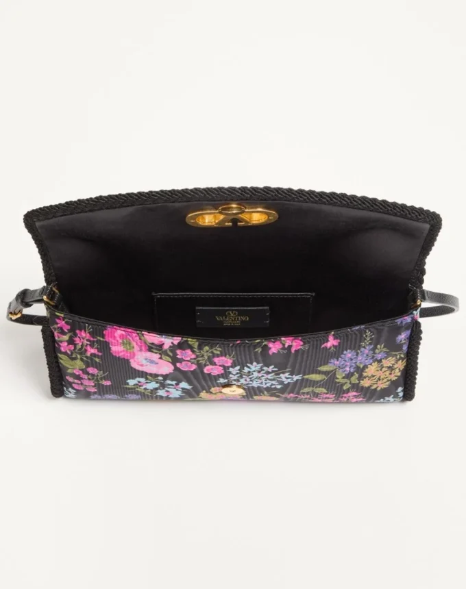 Petit sac à bandoulière Valentino Garavani DeVain en tissu moiré Papier Floral Petit sac à bandoulière Valentino Garavani DeVain en tissu moiré Papier Floral