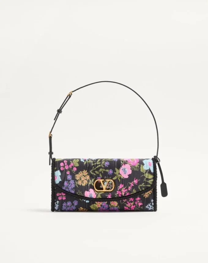 Petit sac à bandoulière Valentino Garavani DeVain en tissu moiré Papier Floral Petit sac à bandoulière Valentino Garavani DeVain en tissu moiré Papier Floral