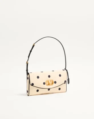Petit sac à bandoulière Valentino Garavani DeVain en tissu moiré Plus De Pois