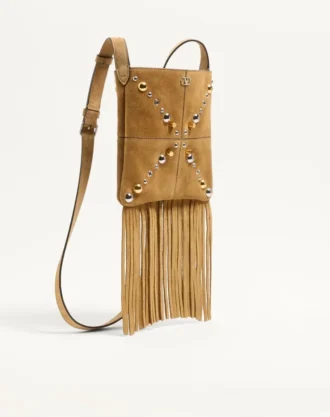 Petit sac à bandoulière Valentino Garavani Nellcôte en daim avec franges