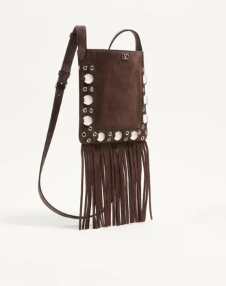 Petit sac à bandoulière Valentino Garavani Nellcôte en daim avec franges