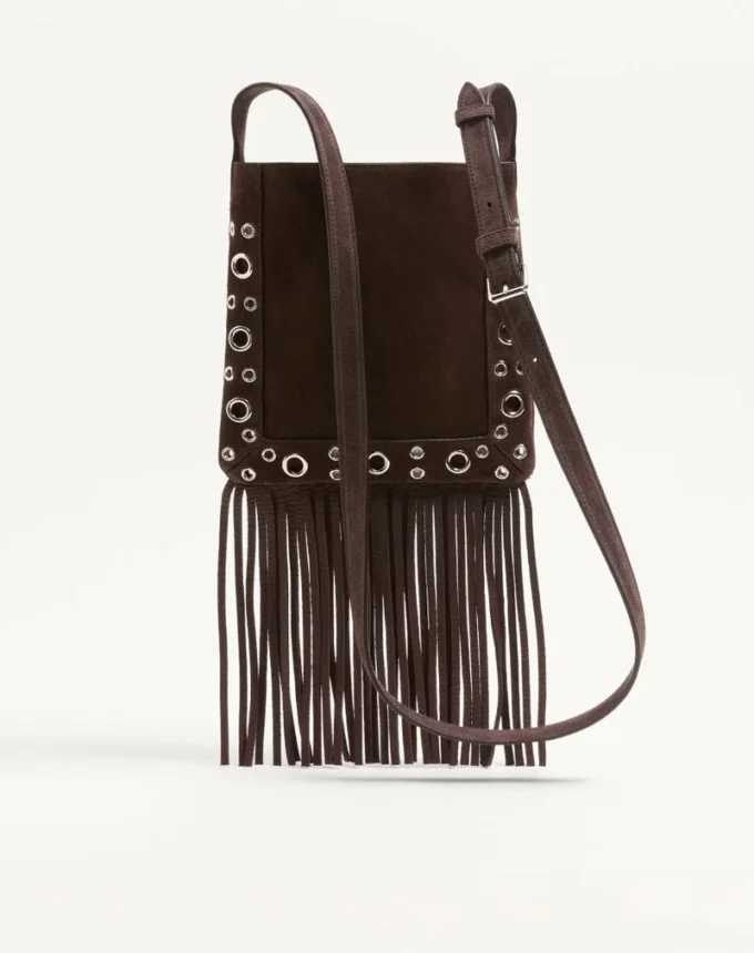 Petit sac à bandoulière Valentino Garavani Nellcôte en daim avec franges Petit sac à bandoulière Valentino Garavani Nellcôte en daim avec franges