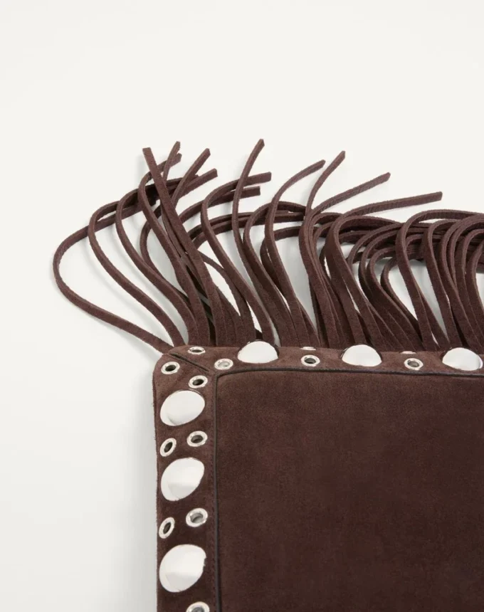 Petit sac à bandoulière Valentino Garavani Nellcôte en daim avec franges Petit sac à bandoulière Valentino Garavani Nellcôte en daim avec franges