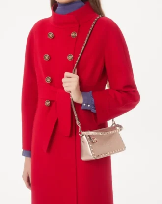 Petit sac à bandoulière Valentino Garavani Rockstud en cuir de veau grainé laminé Petit sac à bandoulière Valentino Garavani Rockstud en cuir de veau grainé laminé