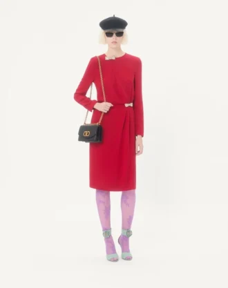 Robe midi en cady couture brodée