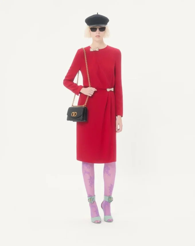 Robe midi en cady couture brodée Robe midi en cady couture brodée