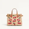 Petit sac shopping Antibes Valentino Garavani en raphia jacquard avec motif Cherryfic Petit sac shopping Antibes Valentino Garavani en raphia jacquard avec motif Cherryfic
