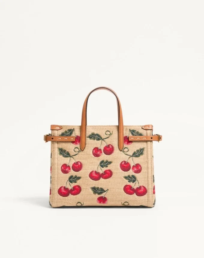 Petit sac shopping Antibes Valentino Garavani en raphia jacquard avec motif Cherryfic Petit sac shopping Antibes Valentino Garavani en raphia jacquard avec motif Cherryfic