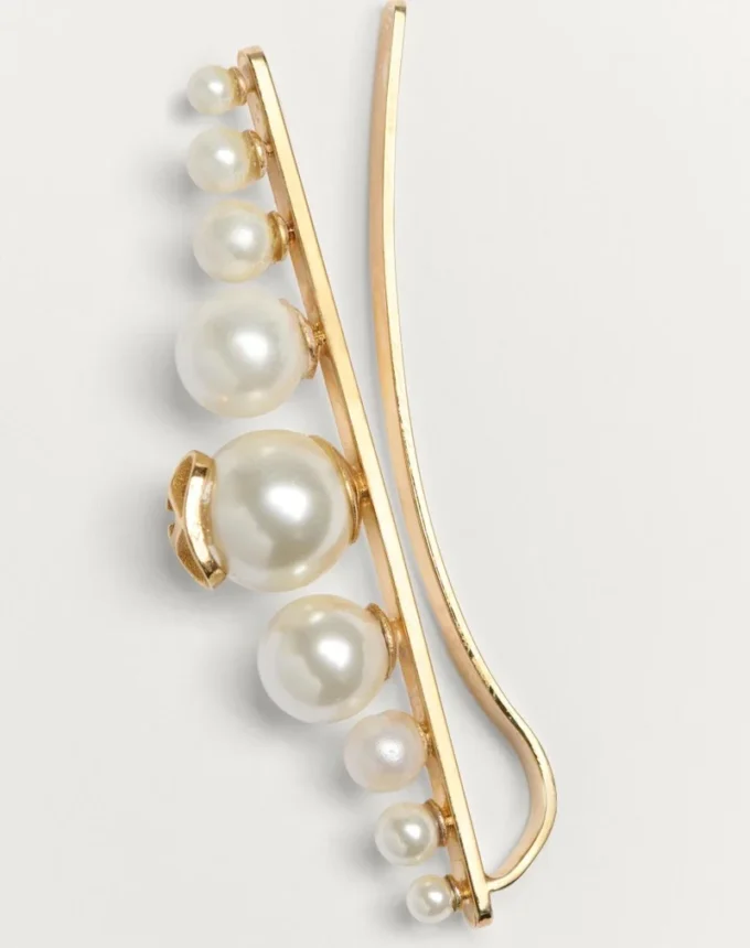 Pince à cravate Vlogo Signature en métal et perles