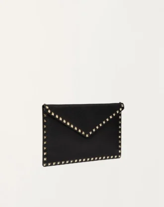 Pochette enveloppe Rockstud en cuir de veau grainé