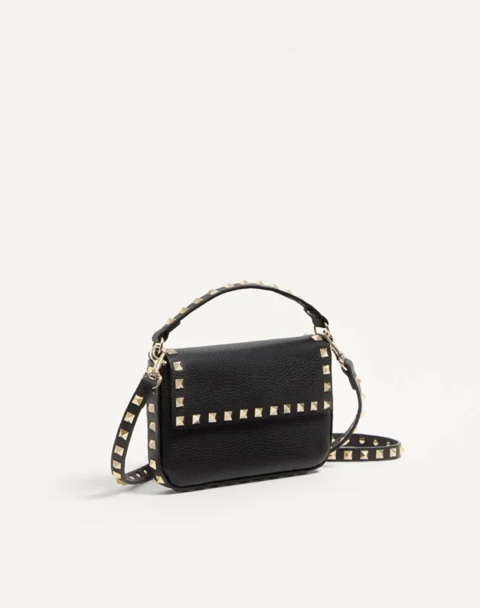 Pochette Rockstud en cuir de veau grainé