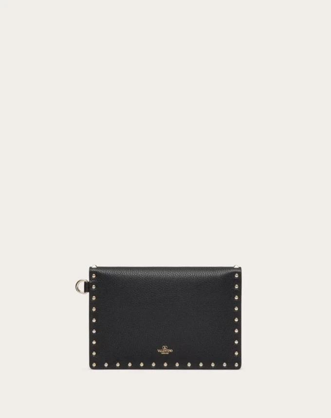 Pochette Rockstud en cuir de veau grainé Pochette Rockstud en cuir de veau grainé