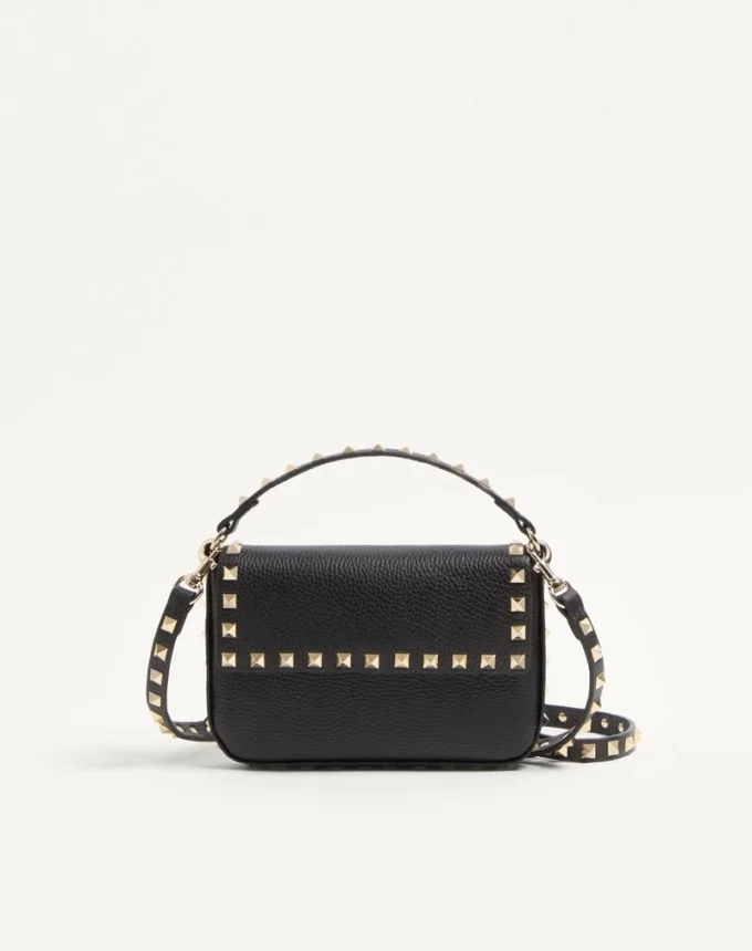 Pochette Rockstud en cuir de veau grainé