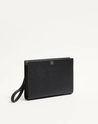 Pochette Valentino Garavani Vlogo Signature en cuir de veau grainé