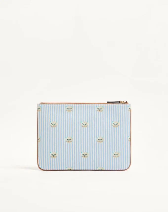 Pochette Valentino Garavani VLogo Signature en cuir de veau grainé avec imprimé Le Chat de la Maison Pochette Valentino Garavani VLogo Signature en cuir de veau grainé avec imprimé Le Chat de la Maison