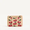 Pochette Vlogo Signature en raphia jacquard avec motif Cherryfic Pochette Vlogo Signature en raphia jacquard avec motif Cherryfic