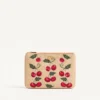 Pochette Vlogo Signature en raphia jacquard avec motif Cherryfic Pochette Vlogo Signature en raphia jacquard avec motif Cherryfic